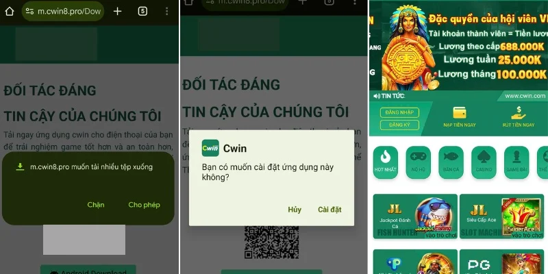 Tải app CWIN qua thiết bị di động bằng hệ điều hành Android